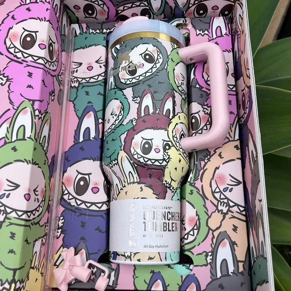 Labubu Stanley 40oz Tumbler Pink Handle Cup - Picture 3 of 3